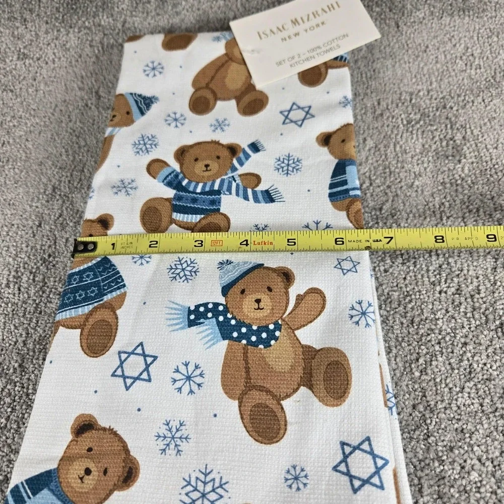 Isaac Mizrahi Kitchen‎ Towels Teddy Bears Snowflakes Hanukkah Theme Set of 2